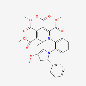 molecular formula C31H28N2O9 B12800088 Tetramethyl 1-methoxy-13a-methyl-3-phenyl-13aH-pyrido(1,2-a)pyrrolo(2,1-c)quinoxaline-10,11,12,13-tetracarboxylate CAS No. 80109-76-8
