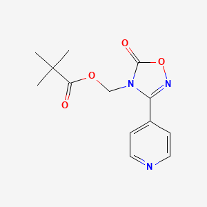 molecular formula C13H15N3O4 B12800106 Propanoic acid, 2,2-dimethyl-, (5-oxo-3-(4-pyridinyl)-1,2,4-oxadiazol-4(5H)-yl)methyl ester CAS No. 345631-74-5