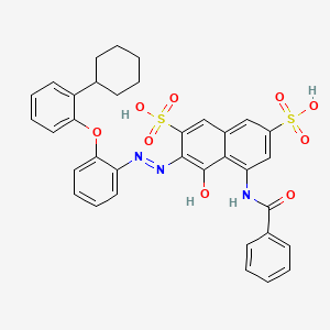 molecular formula C35H31N3O9S2 B12800113 5-(Benzoylamino)-3-(2-(2-(2-cyclohexylphenoxy)phenyl)diazenyl)-4-hydroxy-2,7-naphthalenedisulfonic acid CAS No. 178261-58-0