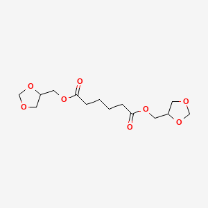molecular formula C14H22O8 B12800124 Bis(1,3-dioxolan-4-ylmethyl) hexanedioate CAS No. 22522-38-9