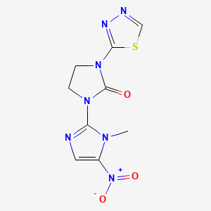 molecular formula C9H9N7O3S B12800168 1-(1-Methyl-5-nitro-1H-imidazol-2-yl)-3-(1,3,4-thiadiazol-2-yl)imidazolidin-2-one CAS No. 53052-56-5