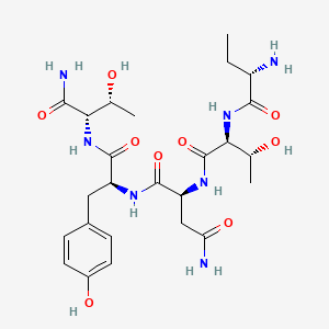 molecular formula C25H39N7O9 B12800193 L-Threoninamide, L-2-aminobutanoyl-L-threonyl-L-asparaginyl-L-tyrosyl- CAS No. 123951-84-8