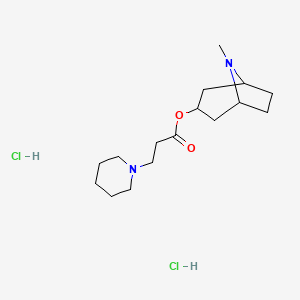 molecular formula C16H30Cl2N2O2 B12800266 1-Piperidinepropanoic acid, 8-methyl-8-azabicyclo(3.2.1)oct-3-yl ester, dihydrochloride, exo- CAS No. 87168-47-6