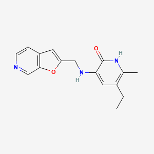 molecular formula C16H17N3O2 B12800273 2(1H)-Pyridinone, 5-ethyl-3-((furo(2,3-c)pyridin-2-ylmethyl)amino)-6-methyl- CAS No. 143707-99-7