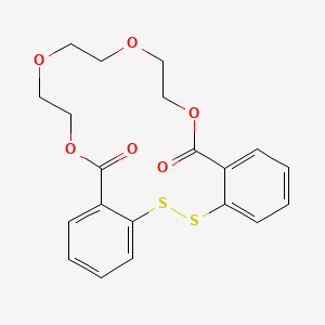 molecular formula C20H20O6S2 B12800324 7,8,10,11,13,14-Hexahydro-5H,16H-dibenzo(l,p)(1,4,7,10,14,15)tetraoxadithiacyclooctadecine-5,16-dione CAS No. 62615-95-6
