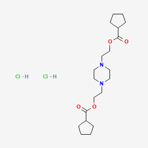 molecular formula C20H36Cl2N2O4 B12800367 Ethanol, 2,2'-(1,4-piperazinylene)DI-, dicyclopentylcarboxylate, dihydrochloride CAS No. 66944-67-0