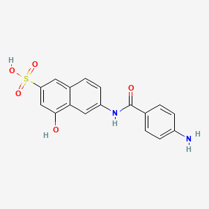 molecular formula C17H14N2O5S B12800375 6-[(4-Aminobenzoyl)amino]-4-hydroxynaphthalene-2-sulfonic acid CAS No. 6361-43-9