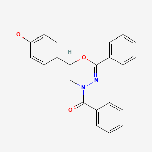 molecular formula C23H20N2O3 B12800382 4-(4-Benzoyl-2-phenyl-5,6-dihydro-4H-1,3,4-oxadiazin-6-yl)phenyl methyl ether CAS No. 73239-82-4