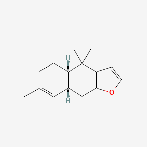 molecular formula C15H20O B12800397 Naphtho(2,3-b)furan, 4,4a,5,6,8a,9-hexahydro-4,4,7-trimethyl-, (4aS,8aR)- CAS No. 70546-63-3