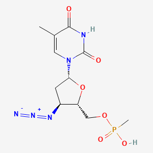 molecular formula C11H16N5O6P B12800427 Thymidine, 3'-azido-3'-deoxy-, 5'-(hydrogen methylphosphonate) CAS No. 124930-62-7