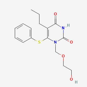 molecular formula C16H20N2O4S B12800428 1-((2-Hydroxyethoxy)methyl)-6-(phenylthio)-5-propyluracil CAS No. 133563-28-7