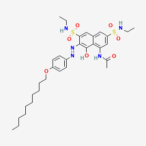 molecular formula C32H45N5O7S2 B12800430 Acetamide, N-[7-[[4-(decyloxy)phenyl]azo]-3,6-bis[(ethylamino)sulfonyl]-8-hydroxy-1-naphthalenyl]- CAS No. 63870-36-0