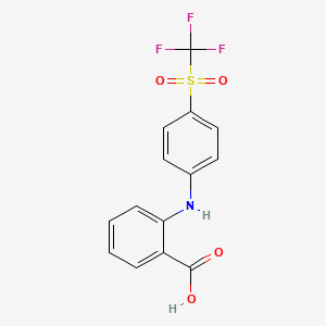 molecular formula C14H10F3NO4S B12800441 Anthranilic acid, N-(p-(trifluoromethylsulfonyl)phenyl)- CAS No. 4974-76-9