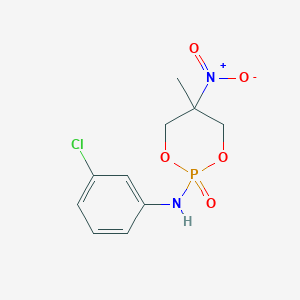 molecular formula C10H12ClN2O5P B12800446 (2-(3-Chloroanilino)-5-methyl-2-oxido-1,3,2-dioxaphosphinan-5-yl)(hydroxy)azane oxide CAS No. 20933-92-0