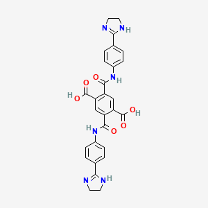 molecular formula C28H24N6O6 B12800450 2,5-Bis((4-(4,5-dihydro-1H-imidazol-2-yl)anilino)carbonyl)terephthalic acid CAS No. 5306-22-9