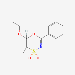 molecular formula C13H17NO4S B12800550 5,5-Dimethyl-4,4-dioxido-2-phenyl-5,6-dihydro-1,4,3-oxathiazin-6-yl ethyl ether CAS No. 38336-82-2