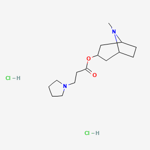 molecular formula C15H28Cl2N2O2 B12800651 exo-8-Methyl-8-azabicyclo(3.2.1)oct-3-yl-1-pyrrolidinepropanoate dihydrochloride hydrate CAS No. 87168-45-4