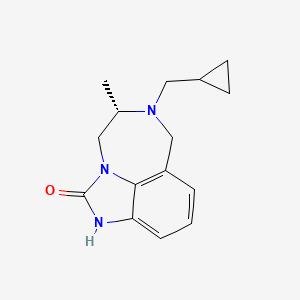 molecular formula C15H19N3O B12800828 Imidazo(4,5,1-jk)(1,4)benzodiazepin-2(1H)-one, 6-(cyclopropylmethyl)-4,5,6,7-tetrahydro-5-methyl-, (S)- CAS No. 136779-92-5
