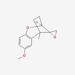 molecular formula C14H16O3 B12800996 Spiro(2,5-methano-1-benzoxepin-10,2'-oxirane), 2,3,4,5-tetrahydro-7-methoxy-5-methyl- CAS No. 61104-49-2