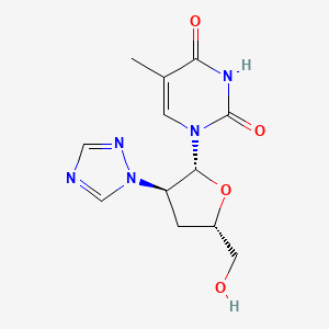 molecular formula C12H15N5O4 B12801027 3'-Deoxy-2'-(1,2,4-triazol-1-yl)thymidine CAS No. 124355-39-1