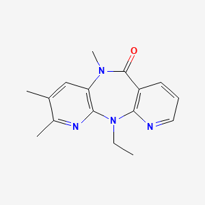 molecular formula C16H18N4O B12801167 2-ethyl-5,6,9-trimethyl-2,4,9,15-tetrazatricyclo[9.4.0.03,8]pentadeca-1(11),3(8),4,6,12,14-hexaen-10-one CAS No. 133627-27-7