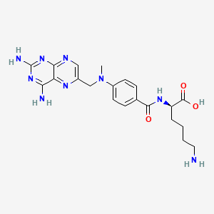 molecular formula C21H27N9O3 B12801195 D-Lysine, N2-(4-(((2,4-diamino-6-pteridinyl)methyl)methylamino)benzoyl)- CAS No. 246224-40-8