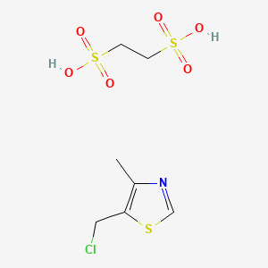 molecular formula C7H12ClNO6S3 B12801244 Thiazole, 5-(chloromethyl)-4-methyl-, 1,2-ethanedisulfonate CAS No. 13614-23-8