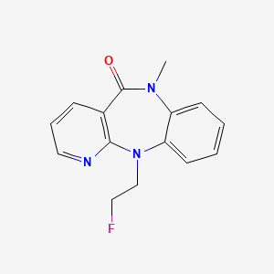 molecular formula C15H14FN3O B12801262 N11-(2-Fluoroethyl)-N6-methyl-6,11-dihydro-5H-pyrido(2,3-b)(1,5)benzodiazepin-5-one CAS No. 132687-04-8