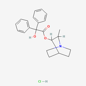 molecular formula C22H26ClNO3 B12801273 cis-2-Methyl-3-quinuclidyl benzilate hydrochloride CAS No. 102338-80-7