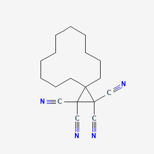 molecular formula C18H22N4 B12801332 Spiro[2.11]tetradecane-1,1,2,2-tetracarbonitrile CAS No. 14651-45-7