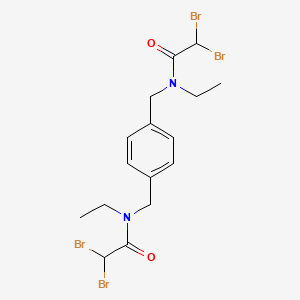molecular formula C16H20Br4N2O2 B12801414 N,N'-Bis(dibromoacetyl)-N,N'-diethyl-1,4-xylylenediamine CAS No. 93017-46-0