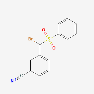 molecular formula C14H10BrNO2S B12801460 3-(Bromo(phenylsulfonyl)methyl)benzonitrile CAS No. 41037-82-5