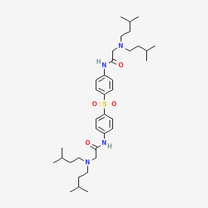molecular formula C36H58N4O4S B12801586 Acetamide, N,N'-(sulfonylbis(4,1-phenylene))bis(2-(bis(3-methylbutyl)amino)- CAS No. 2520-19-6