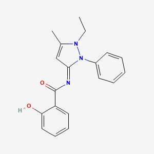 molecular formula C19H19N3O2 B12801589 N-(2-Ethyl-3-methyl-1-phenyl-3-pyrazolin-5-ylidene)salicylamide CAS No. 96935-35-2