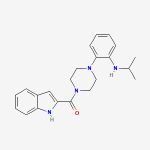 molecular formula C22H26N4O B12801617 Piperazine, 1-(1H-indol-2-ylcarbonyl)-4-(2-((1-methylethyl)amino)phenyl)- CAS No. 153473-50-8