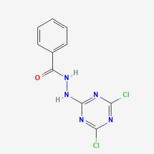 molecular formula C10H7Cl2N5O B12801621 N'-(4,6-Dichloro-1,3,5-triazin-2-yl)benzohydrazide CAS No. 13838-36-3