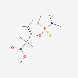 molecular formula C12H22NO4PS B12801652 Methyl 2,2,4-trimethyl-3-((3-methyl-2-sulfido-1,3,2-oxazaphospholidin-2-yl)oxy)-3-pentenoate CAS No. 35854-51-4