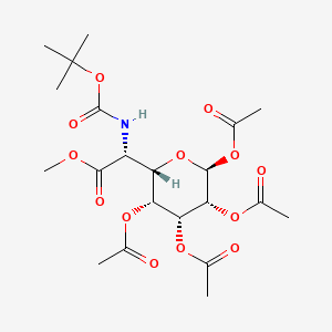 molecular formula C21H31NO13 B12801658 L-glycero-alpha-L-Heptopyranuronic acid, 6-deoxy-6-(((1,1-dimethylethoxy)carbonyl)amino)-, methyl ester, 1,2,3,4-tetraacetate CAS No. 136489-91-3