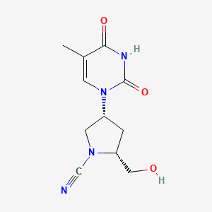 molecular formula C11H14N4O3 B12801682 N-Cyano-cis-4-(thymin-1-yl)-D-prolinol CAS No. 121330-16-3