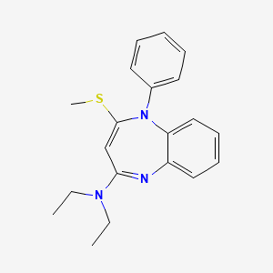 molecular formula C20H23N3S B12801830 N,N-Diethyl-2-(methylthio)-1-phenyl-1H-1,5-benzodiazepin-4-amine CAS No. 77615-74-8