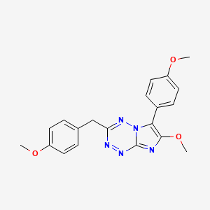 molecular formula C20H19N5O3 B12802004 Imidazo(1,2-b)-1,2,4,5-tetrazine, 7-methoxy-6-(4-methoxyphenyl)-3-((4-methoxyphenyl)methyl)- CAS No. 82481-34-3