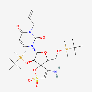 molecular formula C26H45N3O8SSi2 B12802014 (1-(2',5'-Bis-O-(tert-butyldimethylsilyl)-beta-D-ribofuranosyl)-3-N-allyluracil)-3'-spiro-5-(4-amino-1,2-oxathiole-2,2-dioxide) 
