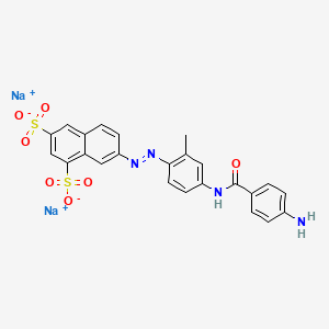 molecular formula C24H18N4Na2O7S2 B12802045 1,3-Naphthalenedisulfonic acid, 7-((4-((4-aminobenzoyl)amino)-2-methylphenyl)azo)-, disodium salt CAS No. 6330-82-1