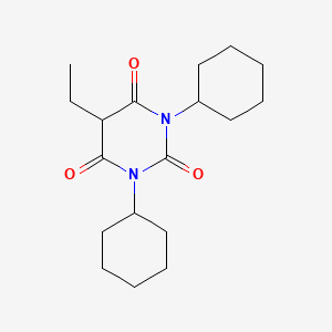 molecular formula C18H28N2O3 B12802053 Barbituric acid, 1,3-dicyclohexyl-5-ethyl- CAS No. 851-35-4