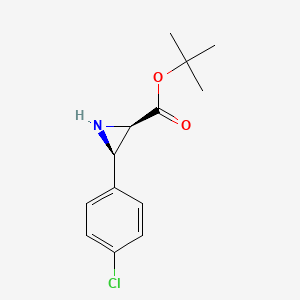 molecular formula C13H16ClNO2 B12802072 Tert-butyl (2R,3R)-3-(4-chlorophenyl)aziridine-2-carboxylate 