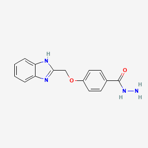 molecular formula C15H14N4O2 B12802103 4-(1H-Benzimidazol-2-ylmethoxy)benzohydrazide CAS No. 73418-54-9