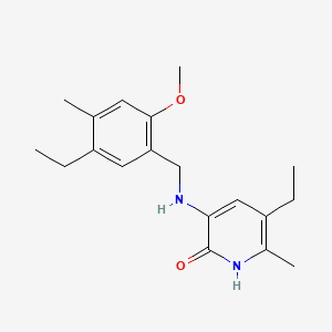 molecular formula C19H26N2O2 B12802113 2(1H)-Pyridinone, 5-ethyl-3-(((5-ethyl-2-methoxy-4-methylphenyl)methyl)amino)-6-methyl- CAS No. 139548-24-6