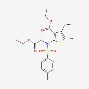 molecular formula C21H27NO6S2 B12802134 Ethyl 2-((2-ethoxy-2-oxoethyl)((4-methylphenyl)sulfonyl)amino)-4-ethyl-5-methyl-3-thiophenecarboxylate CAS No. 53976-18-4