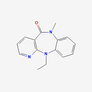 molecular formula C15H15N3O B12802142 5H-Pyrido(2,3-b)(1,5)benzodiazepin-5-one, 11-ethyl-6,11-dihydro-6-methyl- CAS No. 132686-75-0