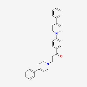 molecular formula C31H32N2O B12802171 Propiophenone, 3,4'-bis(4-phenyl-1,2,5,6-tetrahydro-1-pyridyl)- CAS No. 102504-70-1